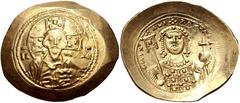 Byzantine Michael VII Ducas. 1071-1078. EL Histamenon Nomisma (28mm, 4.36 g, 6h). Class II. Constantinople mint. Struck 1071-1078. Facing bust of Christ Pantokrator / Crowned facing bust of Michael, h