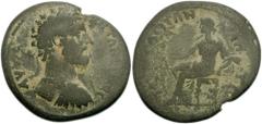 LYDIA, Tripolis. Marcus Aurelius. 161-180 AD. Æ 36mm (19.35 gm). Laureate and cuirassed bust right, seen from behind / [TPIΠO]ΛEITΩN ΛH-TΩ, Leto seated left, holding sceptre over right shoulder. BMC L