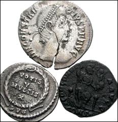 ROMAN IMPERIAL. Later Empire. Lot of three AR and Æ. Lot includes the following: Constantius II. AR Siliqua. Siscia mint. Diademed head right / VOT XX MVLT XXX in laurel wreath. RSC 336Ab // Julian II