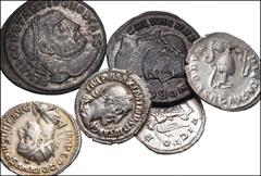 Large Lots ROMAN. Imperial. Lot of six (6) AR and Æ. Includes: Denarii: Maximinus I Thrax (2 coins) // Antoniniani: Gordian III // Herennius Etruscus, as Caesar // Folles: Constantius I, as Caesar // 