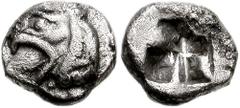 IONIA, Phokaia(?). Circa 6th-5th century BC. AR Hemidrachm or Diobol (10mm, 0.78 gm). Head of griffin left / Quadripartite incuse square. BMC Ionia pg. 215, 82; SNG Copenhagen -; SNG Kayhan 514; SNG v