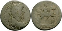 LYDIA, Nicaea Cilbiani (Inferiores). Septimius Severus. 193-211 AD. Æ 34mm (18.95 gm). Ablaptus Iuliades (?), strategus. Laureate, draped and cuirassed bust right / Emperor on horseback rearing right,