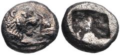 Greek KINGS of LYDIA. Kroisos. Circa 564/53-550/39 BC. AR Twenty-fourth Stater (6.5mm, 0.36 g). Sardes mint. Confronted foreparts of lion and bull / Incuse square. Berk –; SNG Ashmolean 776–7 (Persian