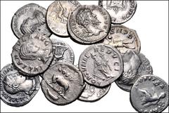 Large Lots ROMAN. Imperial. Lot of thirteen (13) AR denarii. Includes: Vespasian (2 coins) // Domitian (3 coins) // Hadrian (2 coins) // Septimius Severus // Plautilla // Julia Paula // Severus Alexan