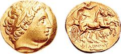 KINGS of MACEDON. Philip II. 359-336 BC. AV Stater (8.59 gm, 11h). Teos mint. Struck circa 323/2-315 BC. Estimate $1500 KINGS of MACEDON. Philip II. 359-336 BC. AV Stater (8.59 gm, 11h). Teos mint. St