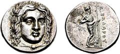 SATRAPS of CARIA. Pixodaros. 341-336 BC. AR Didrachm (7.04 gm, 12h). Estimate $1500 SATRAPS of CARIA. Pixodaros. 341-336 BC. AR Didrachm (7.04 gm, 12h). Laureate head of Apollo facing slightly right /