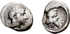 DYNASTS of LYCIA. Kherei. Circa 410-390 BC. AR Stater (8.66 gm, 8h). Xanthus mint. Estimate $1000 DYNASTS of LYCIA. Kherei. Circa 410-390 BC. AR Stater (8.51 gm, 8h). Pinara mint. Helmeted head of Ath