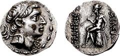 SELEUKID KINGS of SYRIA. Demetrios I Soter. 162-150 BC. AR Drachm (3.98 gm, 12h). Ekbatana mint. Estimate $150 SELEUKID KINGS of SYRIA. Demetrios I Soter. 162-150 BC. AR Drachm (3.98 gm, 12h). Ekbatan