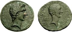 CILICIA, Aegeae. Augustus, with Julius Caesar. 27 BC-14 AD. Æ 28mm (12.35 gm, 12h). Dated CY 99(?) (50/1 AD). Estimate $500 CILICIA, Aegeae. Augustus, with Julius Caesar. 27 BC-14 AD. Æ 28mm (12.35 gm