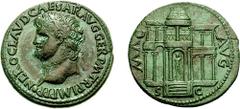 NERO. 54-68 AD. Æ Dupondius (14.60 gm, 7h). Lugdunum (Lyon) mint. Struck 65 AD. Estimate $1000 NERO. 54-68 AD. Æ Dupondius (14.60 gm, 7h). Lugdunum (Lyon) mint. Struck 65 AD. Laureate head left, globe