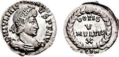 JULIAN II. 360-363 AD. AR Siliqua (2.15 gm, 6h). Arelate (Arles) mint. Struck 360-361 AD. Estimate $200 JULIAN II. 360-363 AD. AR Siliqua (2.15 gm, 6h). Arelate (Arles) mint. Struck 360-361 AD. Pearl-