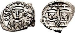 HERACLIUS, with HERACLIUS CONSTANTINE and MARTINA. 610-641 AD. AR Half Siliqua (0.70 gm, 3h). Carthage mint. Struck 617-641 AD. Estimate $200  HERACLIUS, with HERACLIUS CONSTANTINE and MARTINA. 610-64