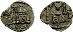 LEO III, the Isaurian, with CONSTANTINE V. 717-741 AD. Æ Follis (1.29 gm, 6h). Ravenna mint. Estimate $400 LEO III, the Isaurian, with CONSTANTINE V. 717-741 AD. Æ Follis (1.29 gm, 6h). Ravenna mint. 