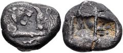 Greek KINGS of LYDIA. Kroisos. Circa 564/53-550/39 BC. AR Stater (18.5mm, 10.21 g). Sardes mint. Confronted foreparts of lion right and bull left / Two incuse squares of unequal size. Berk 20; SNG Ash