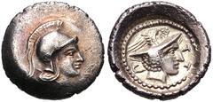 Greek LYCIA, Patara. temp. Vekhssere I, circa 450-430/20 BC. AR Sixth Stater(?) (11mm, 0.89 g, 5h). Helmeted head of Athena right / Head of Hermes right, wearing winged petasos; P-T-T (in Lycian) arou