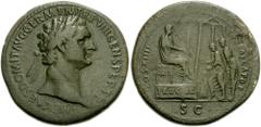 DOMITIAN. 81-96 AD. Æ Sestertius (36mm, 25.38 g). Rome mint. Struck 88 AD. Laureate head right / COS XIIII LVD SAEC, Domitian seated right on stool set on low platform; citizens standing left, offerin
