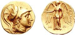 KINGS of MACEDON. Alexander III 'the Great'. 336-323 BC. AV Stater (8.55 g, 12h). Uncertain mint. Estimate $1500  KINGS of MACEDON. Alexander III 'the Great'. 336-323 BC. AV Stater (8.55 g, 12h). Unce
