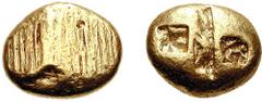 IONIA, Uncertain. Circa 650-600 BC. EL Stater (14.32 g). Milesian standard. Striated type. Estimate $10000 IONIA, Uncertain. Circa 650-600 BC. EL Stater (14.32 g). Milesian standard. Striated type. Fl