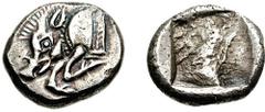 DYNASTS of LYCIA. Uncertain. Circa 520-480 BC. AR Stater (9.28 g). Estimate $300 DYNASTS of LYCIA. Uncertain. Circa 520-480 BC. AR Stater (9.28 g). Forepart of boar left / Rough incuse square. Falgher