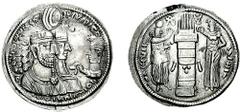 [Medieval] SASANIAN KINGS. Bahram II, with Queen and Prince 4. 276-293 AD. AR Drachm (4.29 g, 3h). Estimate $500  [Medieval] SASANIAN KINGS. Bahram II, with Queen and Prince 4. 276-293 AD. AR Drachm (
