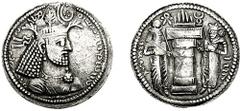 [Medieval] SASANIAN KINGS. Narse. 293-303 AD. AR Drachm (3.67 g, 2h). Estimate $200 [Medieval] SASANIAN KINGS. Narse. 293-303 AD. AR Drachm (3.67 g, 2h). Crowned bust right / Fire altar with attendant