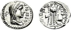BRUTUS. 42 BC. AR Denarius (3.54 g, 12h). Military mint moving with Brutus and Cassius in the East, L. Sestius, proquaestor. Estimate $1500  BRUTUS. 42 BC. AR Denarius (3.54 g, 12h). Military mint mov