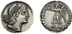 CONSTANTIUS II. 337-361 AD. AR Siliqua (3.05 g, 12h). Constantinople mint. Struck 337-340 AD. Estimate $500 CONSTANTIUS II. 337-361 AD. AR Siliqua (3.05 g, 12h). Constantinople mint. Struck 337-340 AD