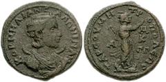 CILICIA, Tarsus. Salonina, wife of Gallienus. Augusta, 254-268 AD. Æ 26mm (11.60 g). Diademed and draped bust right, resting on a crescent / Helios standing right, holding whip and raising arm. For co