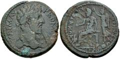 Roman Provincial LYDIA, Cilbiani Inferiores (Nicaea). Commodus. AD 177-192. Æ (30mm, 19.61 g, 6h). Laureate head right / Zeus seated left, eagle on ground to left, crowned by Nike to right. Unpublishe