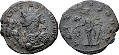 Roman Imperial Claudius II Gothicus. AD 268-270. Antoninianus (22mm, 3.46 g, 12h). Cyzicus mint, 1st officina. 2nd emission, circa mid AD 269. VIRT-VS CLAVDI AVG, radiate, draped, and cuirassed bust l