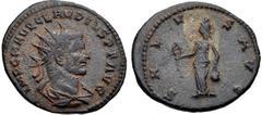 Roman Imperial Claudius II Gothicus. AD 268-270. Antoninianus (20mm, 3.41 g, 6h). Antioch mint. 1st emission, circa October-November AD 268. IMP C M AVR CLAVDIVS P F AVG, radiate, draped, and cuirasse