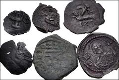 Large Lots BYZANTINE. Lot of eight (8) bronzes. Includes: Justinian I. 527-565. Æ 16 Nummi (20mm, 7.11 g, 6h). Thessalonica mint // Tiberius II Constantine. 578-582. Æ Decannumium (18mm, 2.54 g, 4h). 