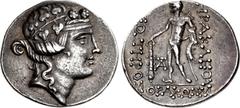 Greek ISLANDS off THRACE, Thasos. Circa 80-70 BC. AR Tetradrachm (33mm, 16.59 g, 1h). Wreathed head of young Dionysos right / Herakles standing facing, head left, holding club, lion skin draped over l