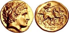 Greek KINGS of MACEDON. Philip III Arrhidaios. 323-317 BC. AV Stater (18mm, 8.60 g, 9h). In the types of Philip II. Lampsakos mint. Struck under Leonnatos, Arrhidaios, or Antigonos I Monophthalmos. La
