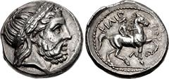 Greek KINGS of MACEDON. Kassander. As regent, 317-305 BC. AR Tetradrachm (23.5mm, 14.31 g, 4h). In the name and types of Philip II. Amphipolis mint. Struck circa 316-311 BC. Laureate head of Zeus righ
