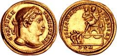 Roman Imperial Constantine I. AD 307/310-337. AV Solidus (17mm, 4.43 g, 6h). Treveri (Trier) mint. Struck AD 312-313. CONSTAN TINVS P F AVG, laureate head right / FELICITAS REI PVBLICAE, Constantine s