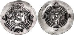 Early Medieval & Islamic ISLAMIC, Umayyad Caliphate. temp. Ibn al-Ash'ath. Rebel, AH 80-84 / AD 699-704. AR Drachm (32mm, 4.11 g, 4h). Issue of 'Amr ibn Laqit, deputy in Kirman. KRMAN-NAR (Narmashir) 