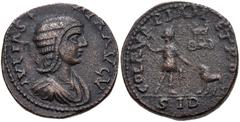 Roman Provincial PHOENICIA, Sidon. Julia Paula. Augusta, AD 219-220. Æ (24mm, 12.51 g, 12h). Draped bust right / Male figure (Cadmus or Phoinix?) standing right, wielding javelin at lion standing left