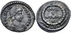 The 1887 East Harptree Hoard Julian II. AD 360-363. AR Siliqua (18mm, 2.28 g, 6h). Lugdunum (Lyon) mint. Struck AD 360-361. FL CL IVLIA NVS P P AVG, pearl and rosette-diademed, draped, and cuirassed b