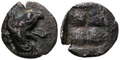 Greek IONIA, Teos. Circa 500-450 BC. AR Tetartemorion (6.5mm, 0.18 g). Head of griffin right / Quadripartite incuse square. Matzke Group Ca3; Balcer Group XXXIII; SNG Copenhagen –. Good VF, toned. Wel