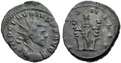 Roman Imperial Claudius II Gothicus. AD 268-270. Antoninianus (19mm, 4.40 g, 12h). Mediolanum (Milan) mint. 2nd emission, mid AD 269-spring AD 270. Radiate and cuirassed bust right / Fides standing le