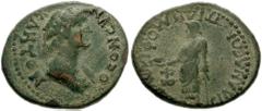 LYDIA, Silandus. Autonomous. Circa 81-96 AD. Æ 26mm (7.07 g). Draped bust of the Senate right / CIΛANΔEΩN EΠI ΔHMO ΦIΛOV [CTP], monogram and B in field, Zeus standing left, holding eagle and leaning o
