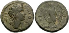 LYDIA, Tomaris. Autonomous. 2nd -3rd Century AD. Æ 22mm (6.57 g). Laureate head of Demos right / TOMAP-HNΩN, eagle standing facing, head left. BMC Lydia -; SNG Copenhagen -; SNG von Aulock -; Lindgren