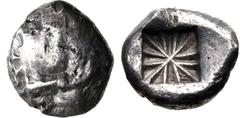 Greek LYCIA, Uncertain. Circa 520-470/60 BC. AR Stater (18mm, 9.18 g). Head of lion right / Incuse square with lines radiating from center. Müseler I, 1–2; Falghera Appendix Type D; SNG Copenhagen Sup