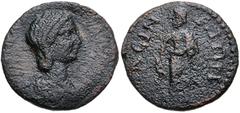 Roman Provincial MESSENIA, Asine. Plautilla. Augusta, AD 202-205. Æ Assarion (21mm, 4.81 g, 12h). Draped bust right / Asclepius standing facing, head left, leaning on serpent-entwined staff. BCD Pelop
