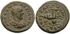CILICIA, Anazarbus. Valerian I. 253-260 AD. Æ 24mm (9.24 g). Dated CY 272 (253/4 AD). Radiate, draped and cuirassed bust right / Capricorn right on globe; ET BOC (date) in legend. SNG Levante 1526 (th