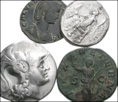 MIXED LOT. Lot of four AR and Æ. Lot includes the following: PAMPHYLIA, Side. AR Tetradrachm // CILICIA, Tarsos. Mazaios, Satrap of Cilicia AR Stater // PHILIP I. Æ Sestertius. PAX AETERNA // GALERIA 