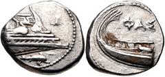 Greek LYCIA, Phaselis. 4th century BC. AR Stater (22.5mm, 10.34 g, 8h). Prow of galley right, fighting platform decorated with Pegasos flying right; below, dolphin right / Stern of galley left; ΦAΣ ab