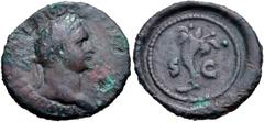 Roman Imperial Domitian. AD 81-96. Æ As (27mm, 9.33 g, 6h). Rome mint. Struck circa AD 82. IMP CAES D[IVI VESP] F DO[MITIAN AVG P M], laureate head right / S C across field, cornucopia. Cf. RIC II 110
