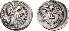 [Roman Moneyer Issues] Q. Pompeius Rufus. 54 BC. AR Denarius (3.79 g, 5h). Rome mint. SVLLA. COS before, bare head of Sulla right / Q. POM. RVFI before, RVFVS. COS behind, bare head of the consul Quin